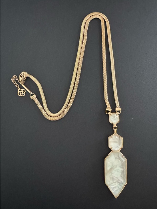 Kendra Scott Jewelry - Retired Kendra Scott Wyatt Long Pendant Necklace Gold and Ivory Mother of Pearl